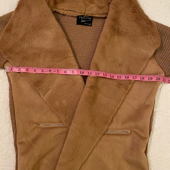 TWELFTH LOVE  L  Faux Suede Sweater/Jacket Voluminous faux shearling Lapels - Picture 5 of 16